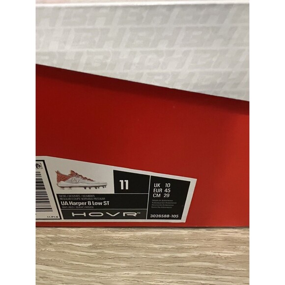 Bryce Harper Under Armour Low ST Baseball Cleats UA 8 Red White Men's Size 12 - Picture 2 of 7